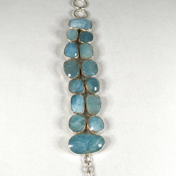 Faceted Aquamarine Sterling Bracelet
